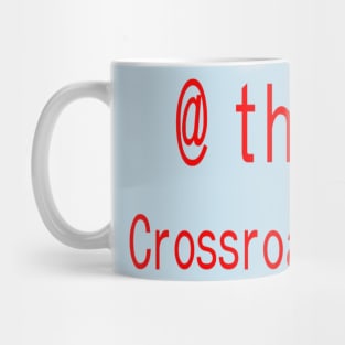 At the Crossroads illustration in Light Blue Background Mug